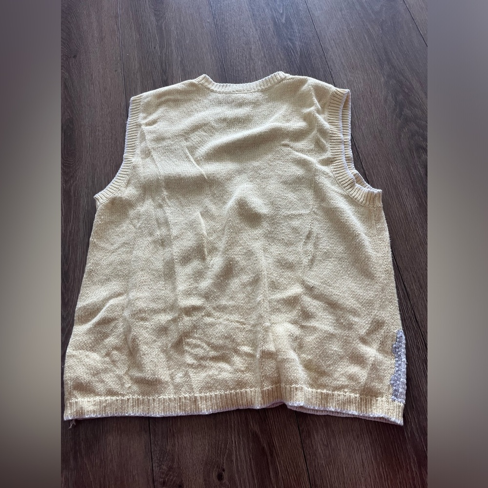 Vintage Embroidered V-Neck yellow Vest - Picture 5 of 5